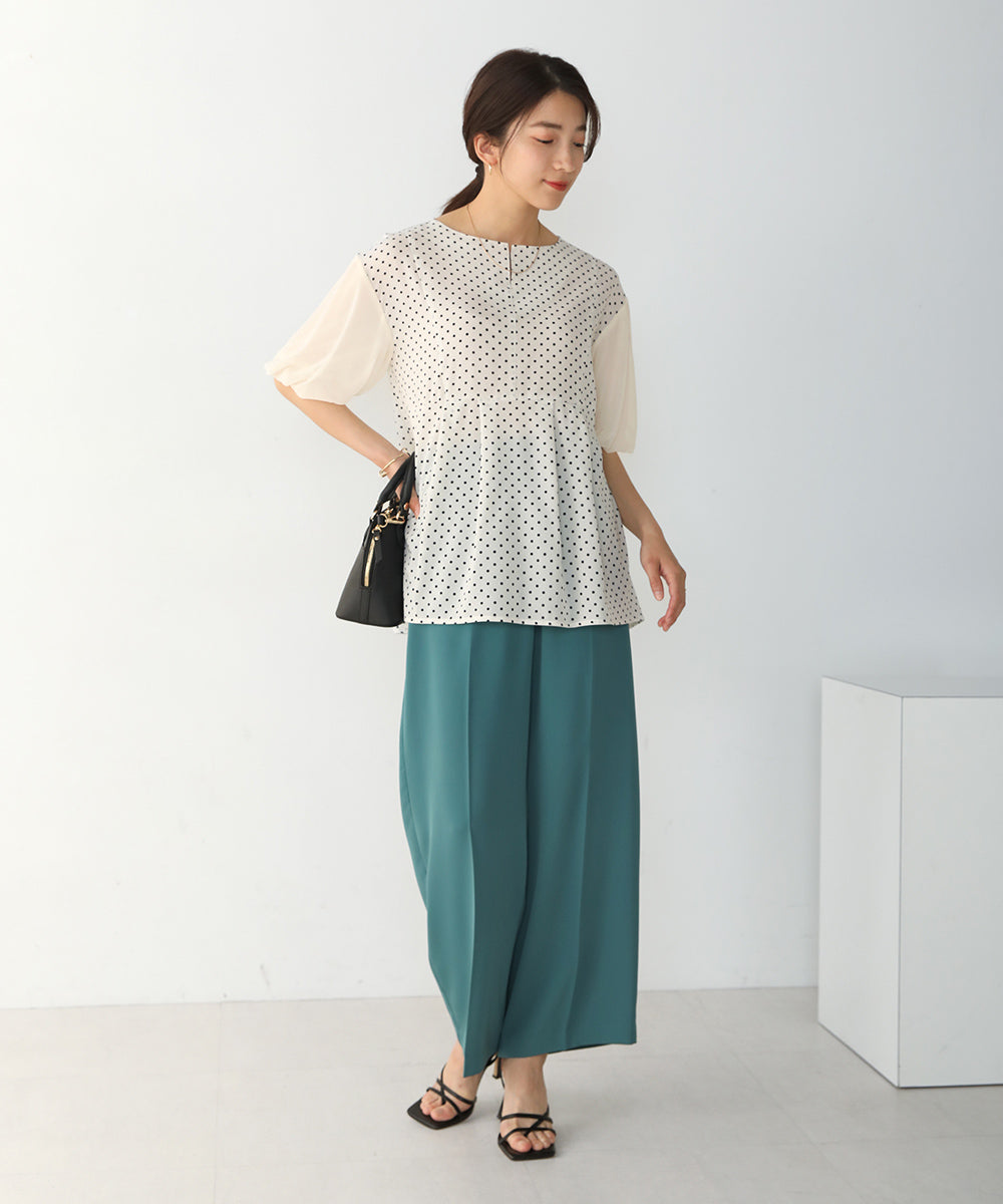 BouJeloud シアーマンスドットブラウス