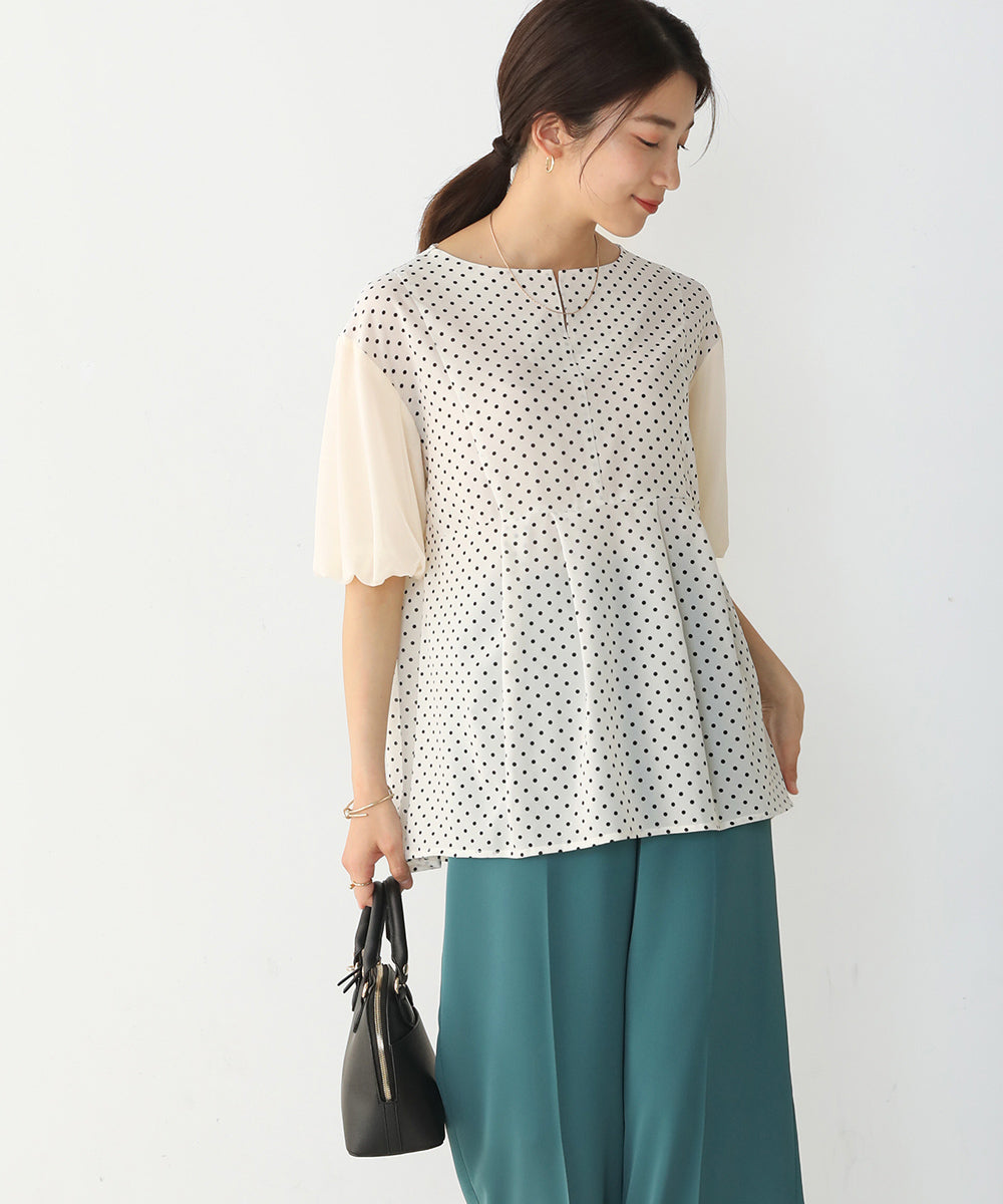 BouJeloud シアーマンスドットブラウス
