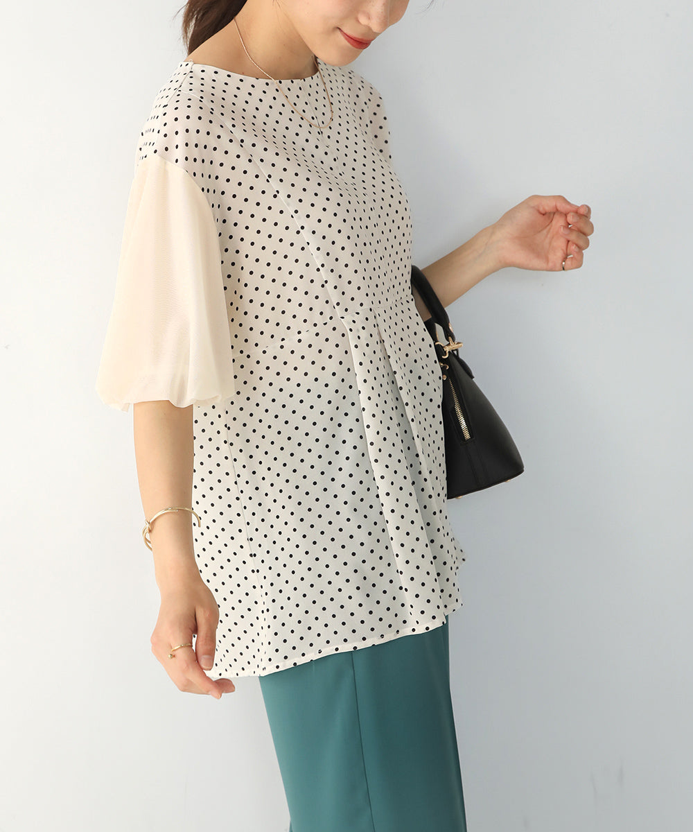 BouJeloud シアーマンスドットブラウス