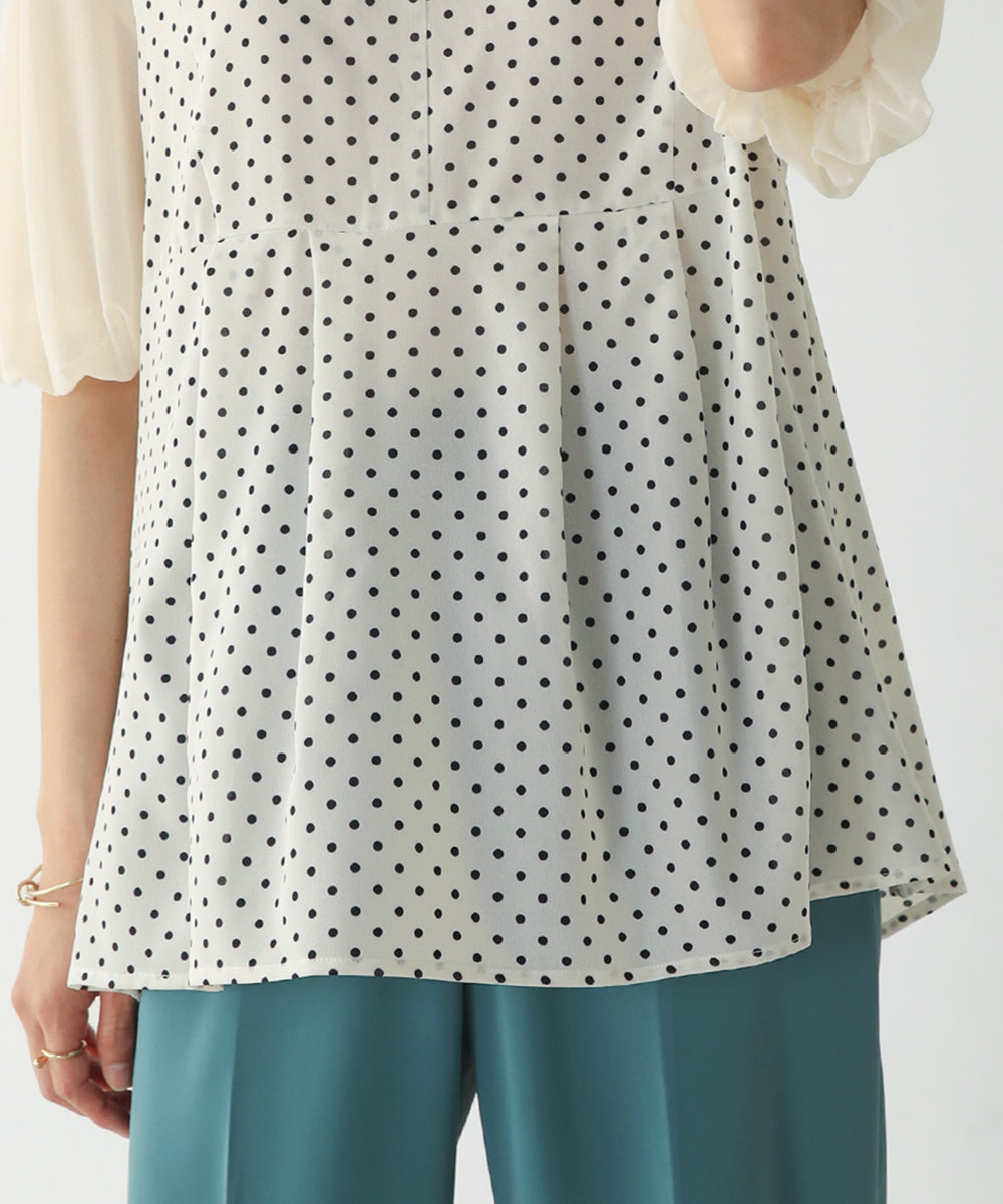 BouJeloud シアーマンスドットブラウス