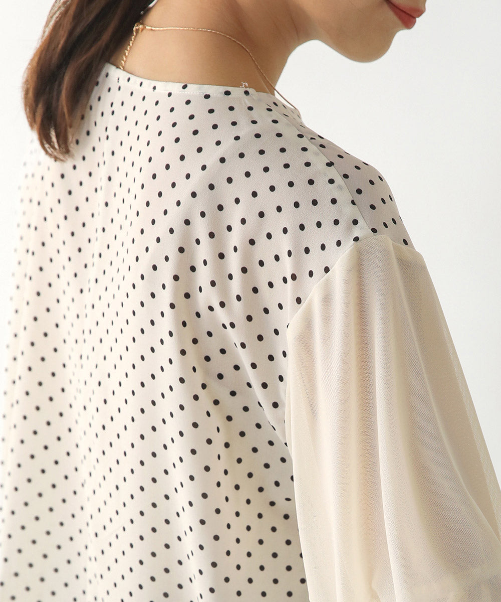 BouJeloud シアーマンスドットブラウス