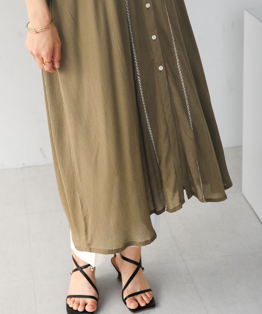 BouJeloud レーヨンクレープ刺繍ワンピース