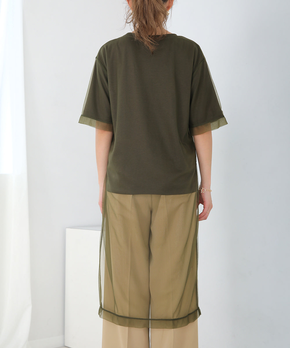 BouJeloud チュールレイヤードロゴT