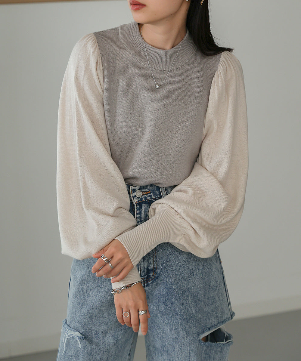 Bab 配色プチハイニットトップス