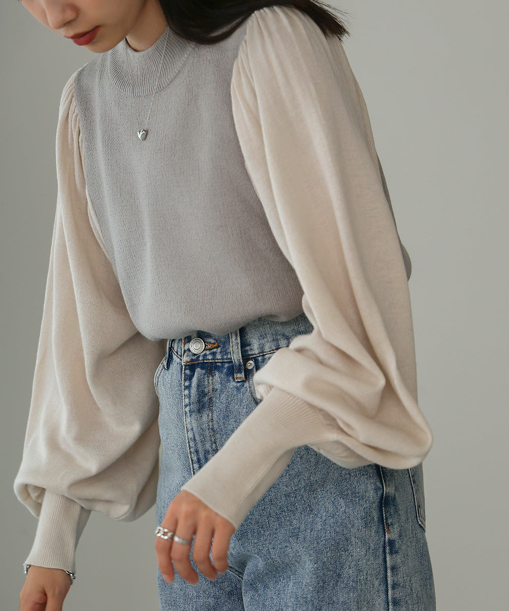 Bab 配色プチハイニットトップス