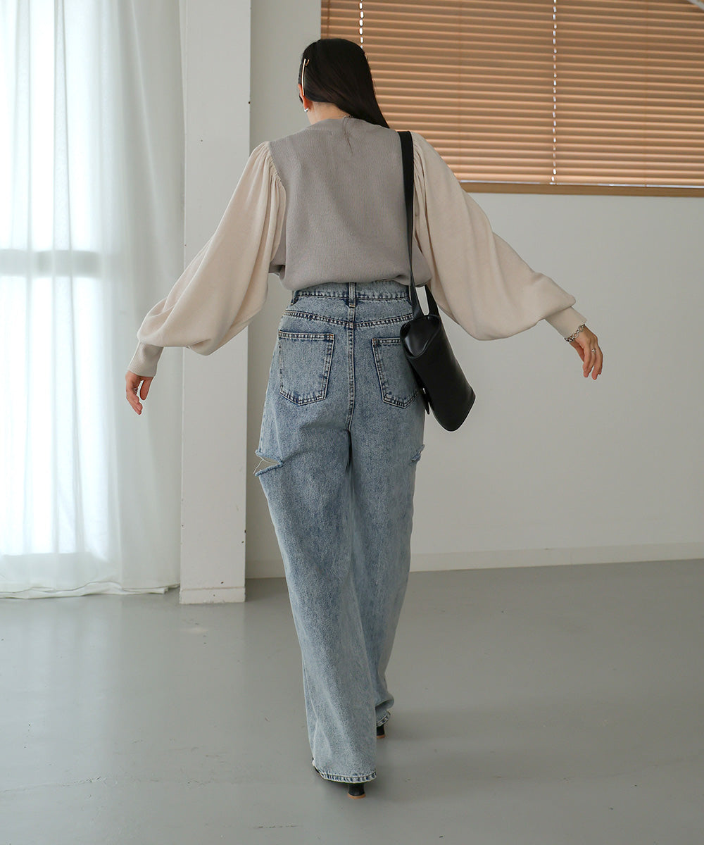 Bab 配色プチハイニットトップス