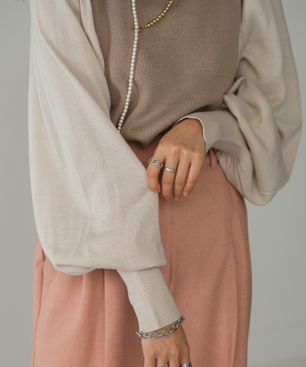 Bab 配色プチハイニットトップス