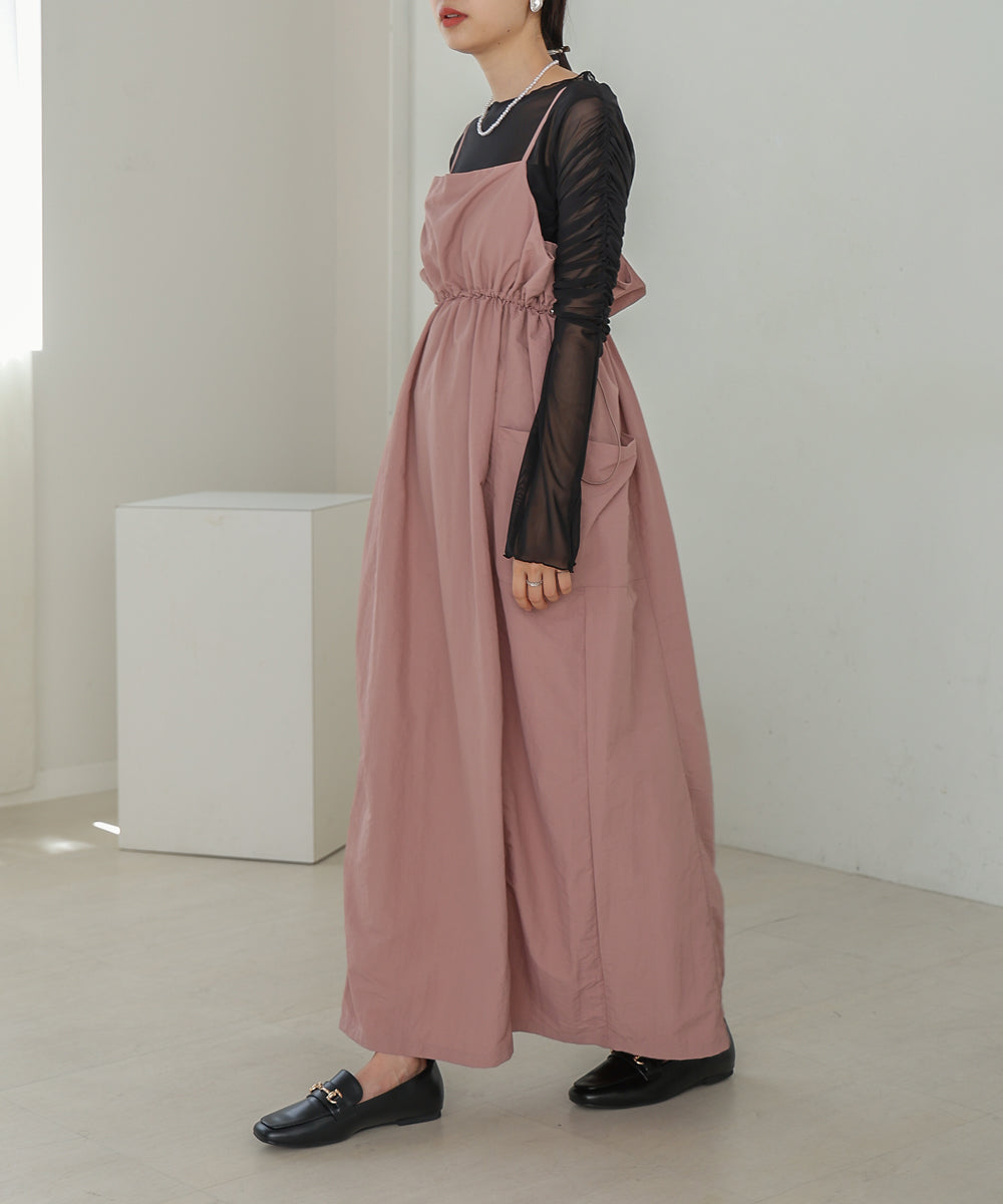 チュールギャザーフレアースリーブトップス