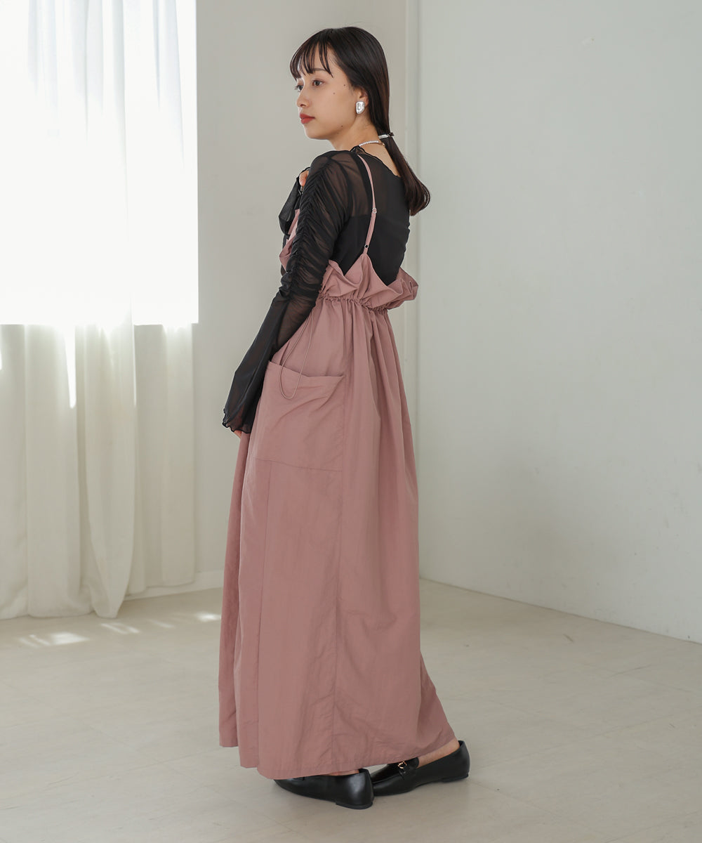 チュールギャザーフレアースリーブトップス