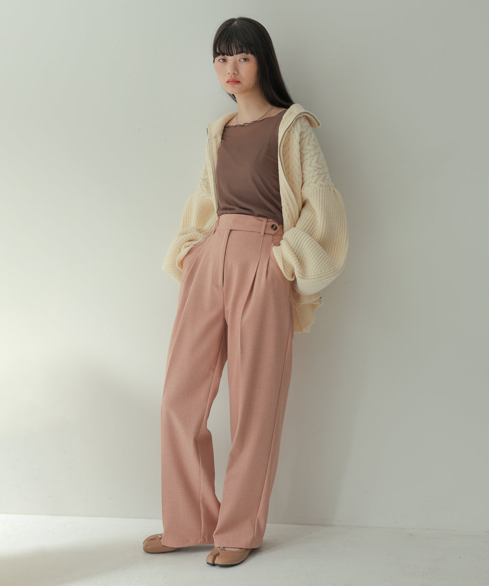 チュールギャザーフレアースリーブトップス