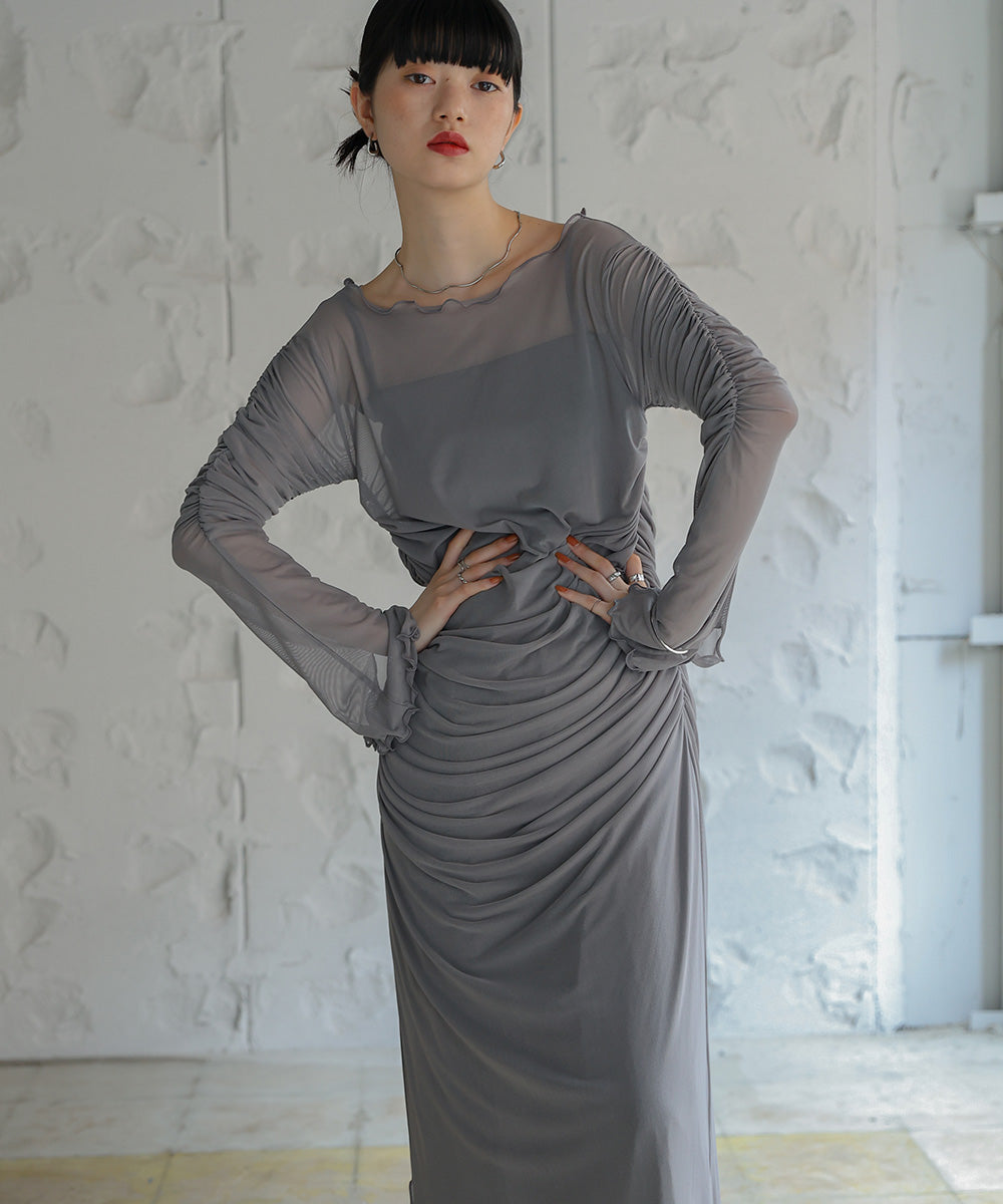 【Sサイズあり】チュールギャザーワンピース