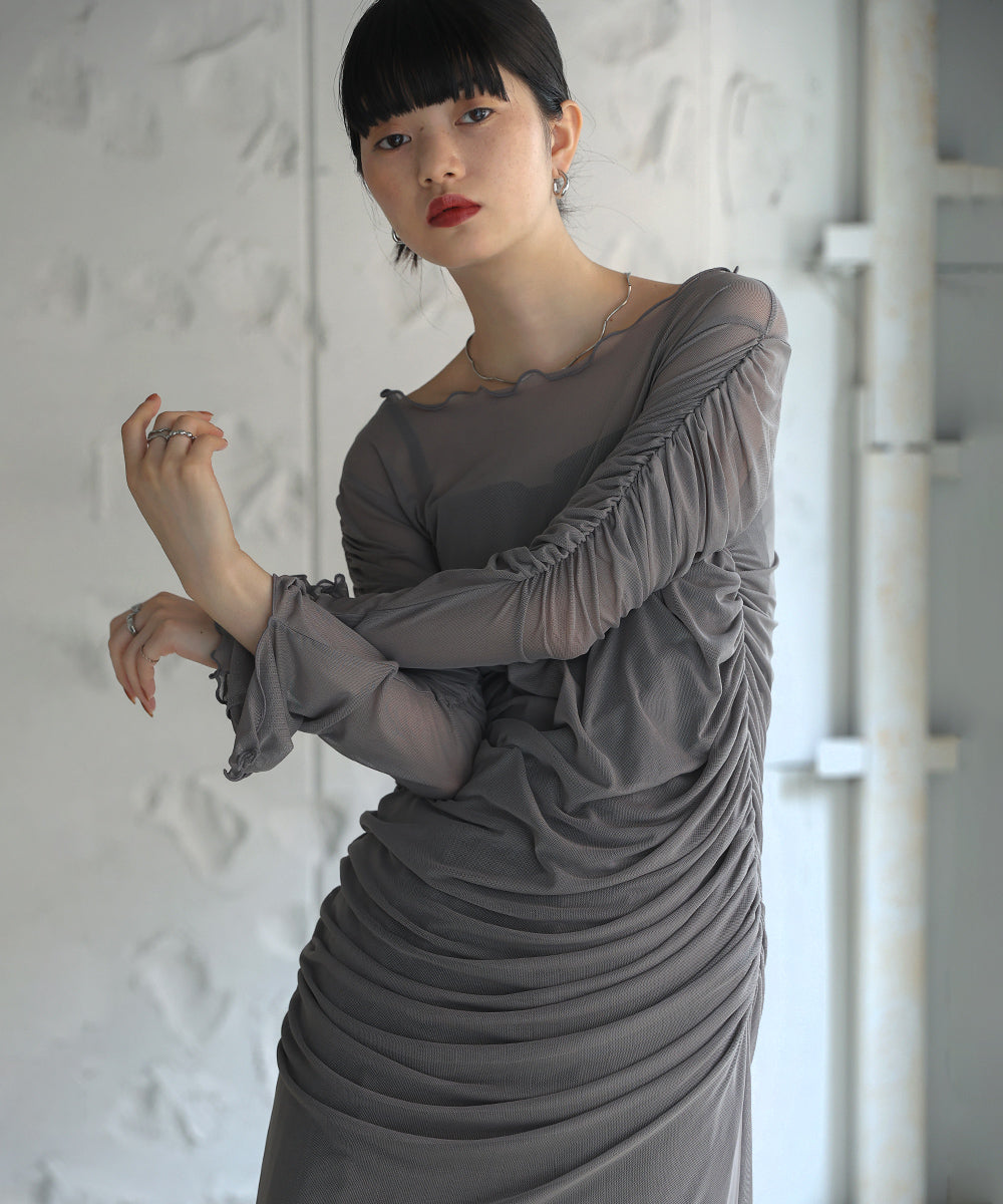 【Sサイズあり】チュールギャザーワンピース