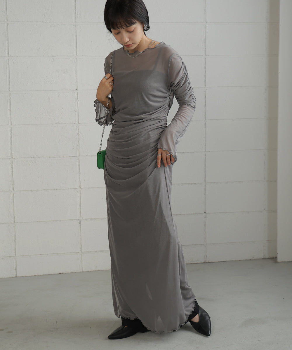 【Sサイズあり】チュールギャザーワンピース