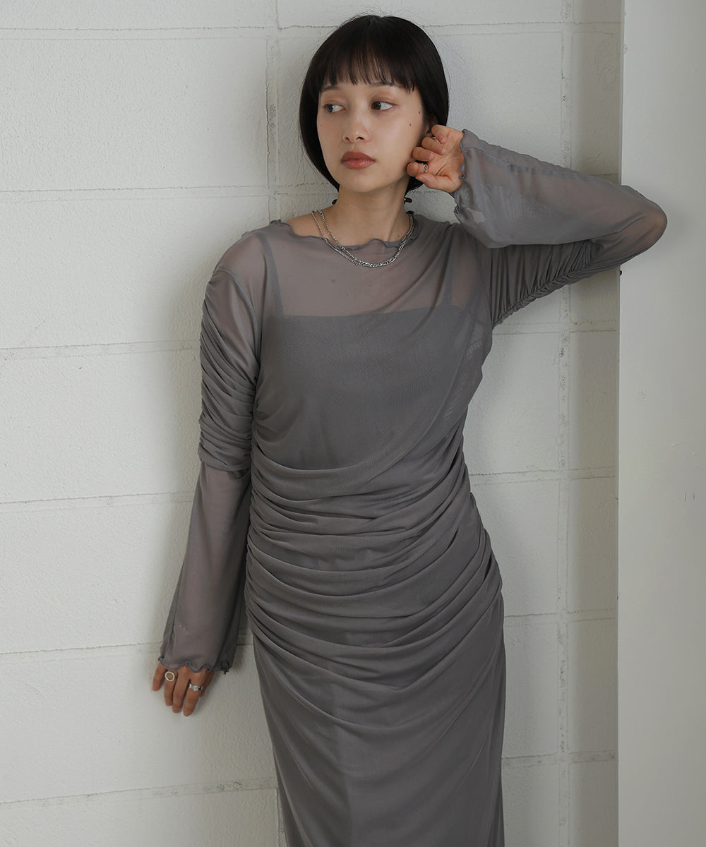 【Sサイズあり】チュールギャザーワンピース