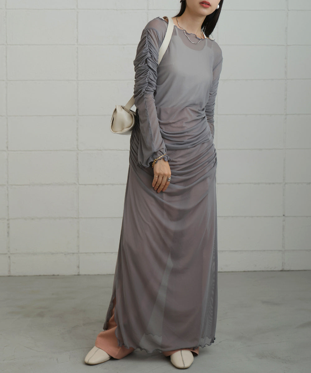 【Sサイズあり】チュールギャザーワンピース