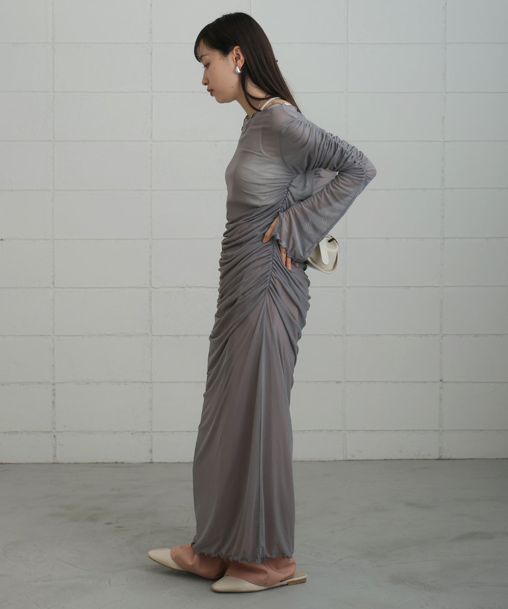 【Sサイズあり】チュールギャザーワンピース