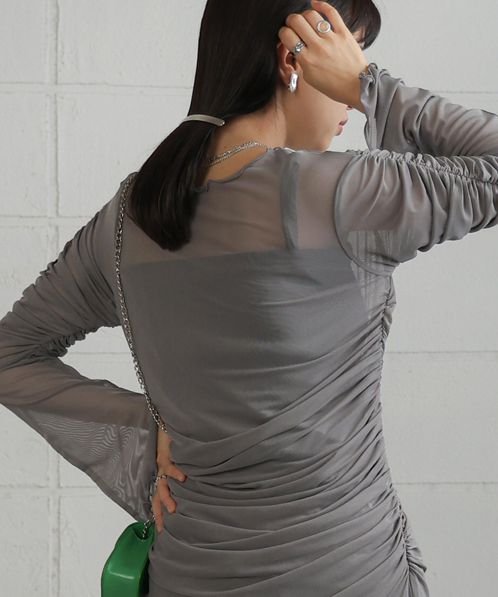 【Sサイズあり】チュールギャザーワンピース