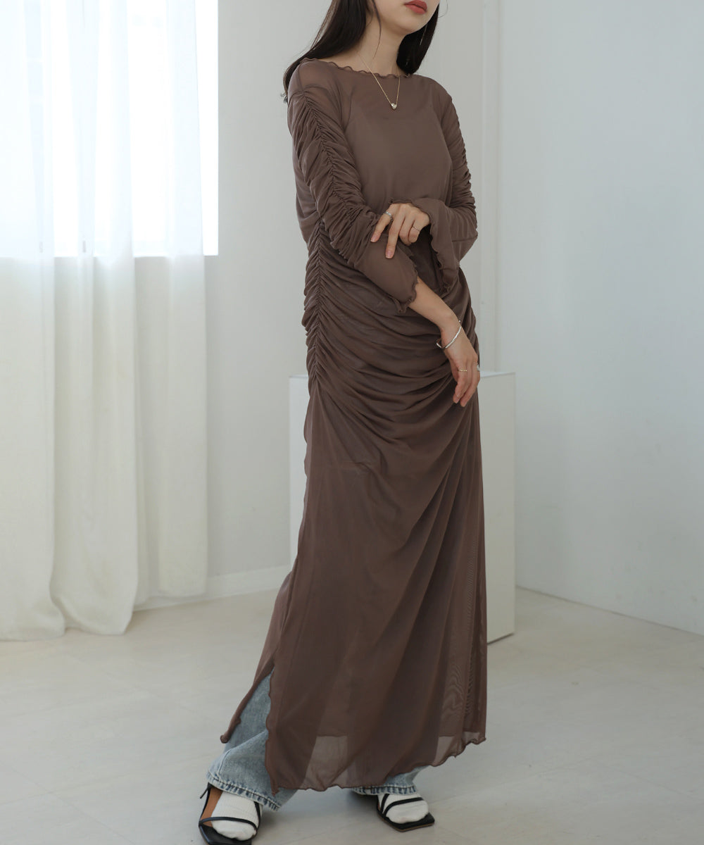 【Sサイズあり】チュールギャザーワンピース