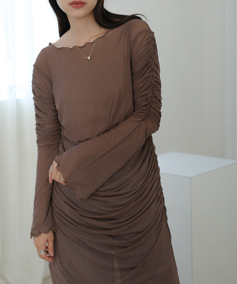 【Sサイズあり】チュールギャザーワンピース