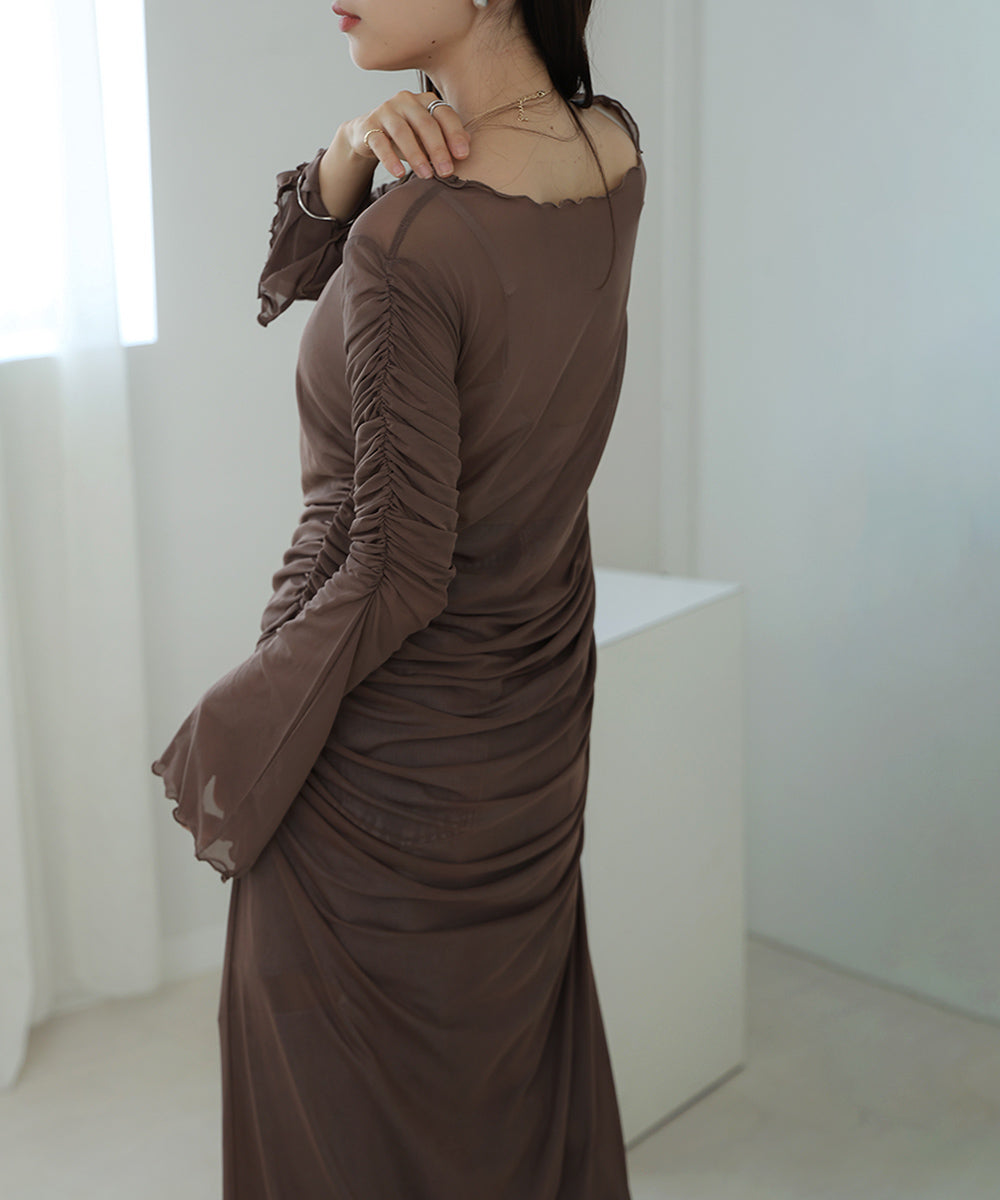 【Sサイズあり】チュールギャザーワンピース