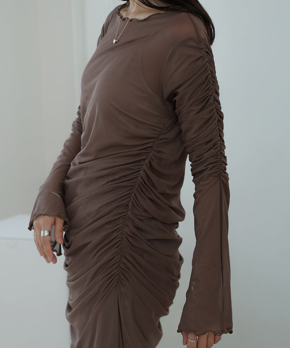 【Sサイズあり】チュールギャザーワンピース