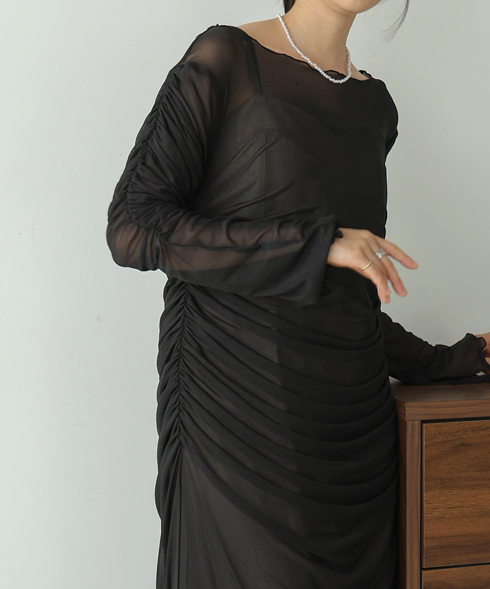 【Sサイズあり】チュールギャザーワンピース