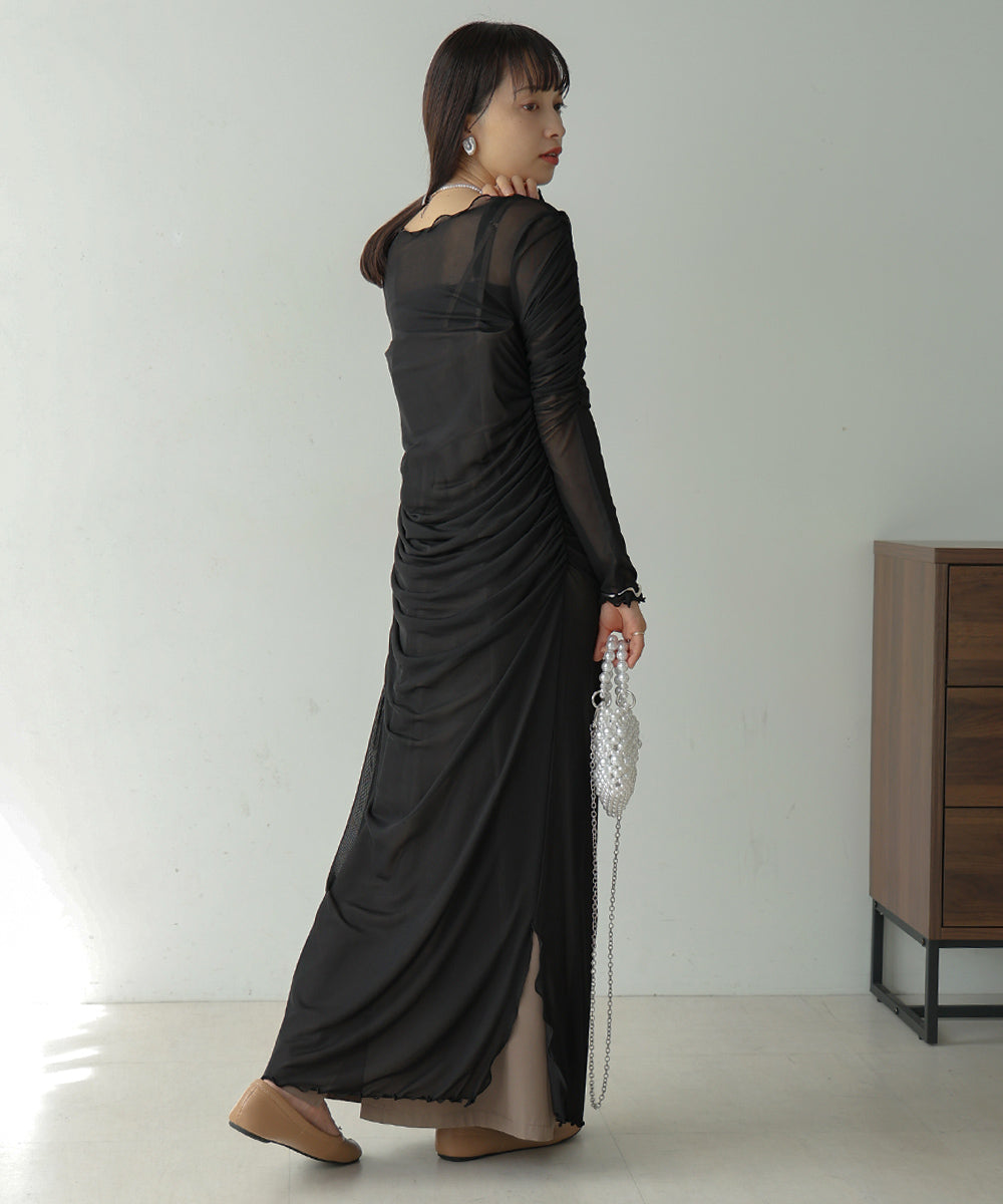 【Sサイズあり】チュールギャザーワンピース