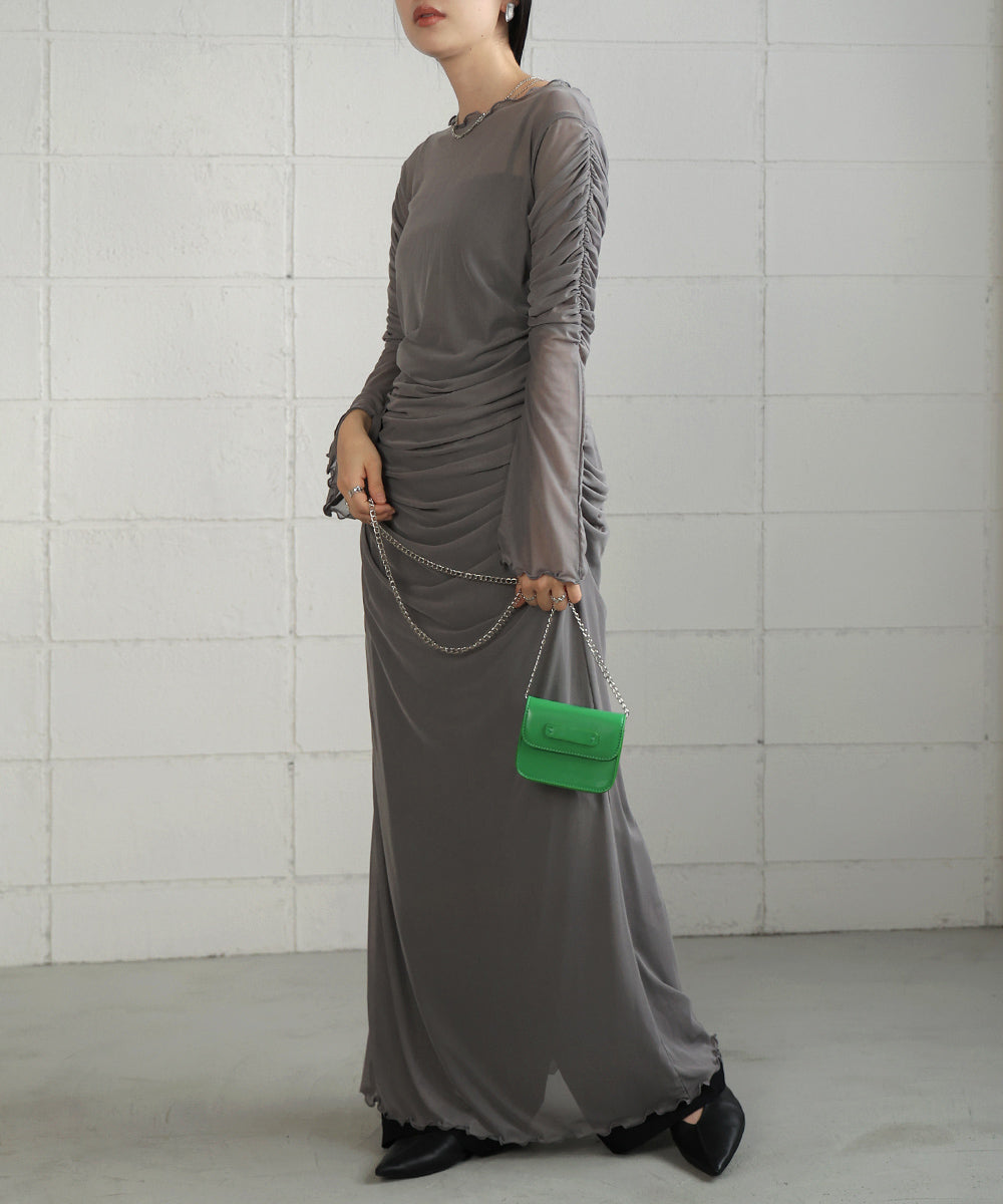 【Sサイズあり】チュールギャザーワンピース