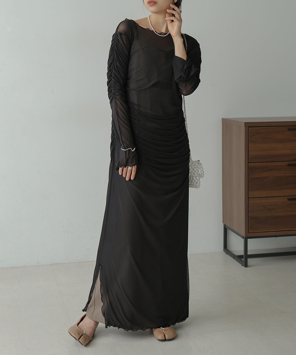 【Sサイズあり】チュールギャザーワンピース