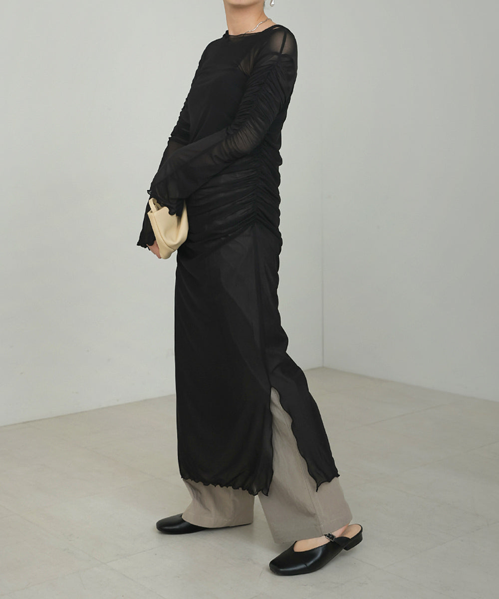 【Sサイズあり】チュールギャザーワンピース