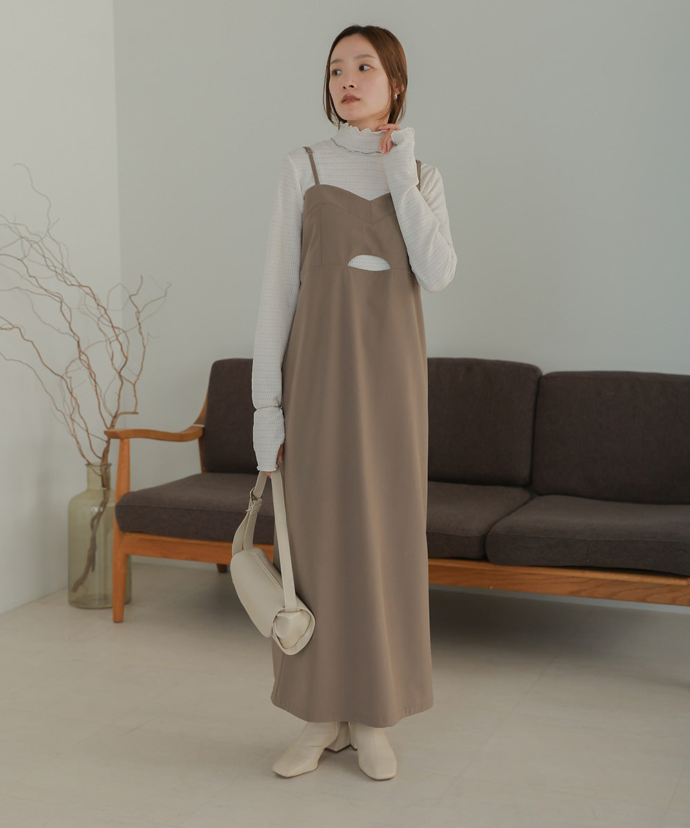 Bab ハイネック指ぬき刺繍カットソー