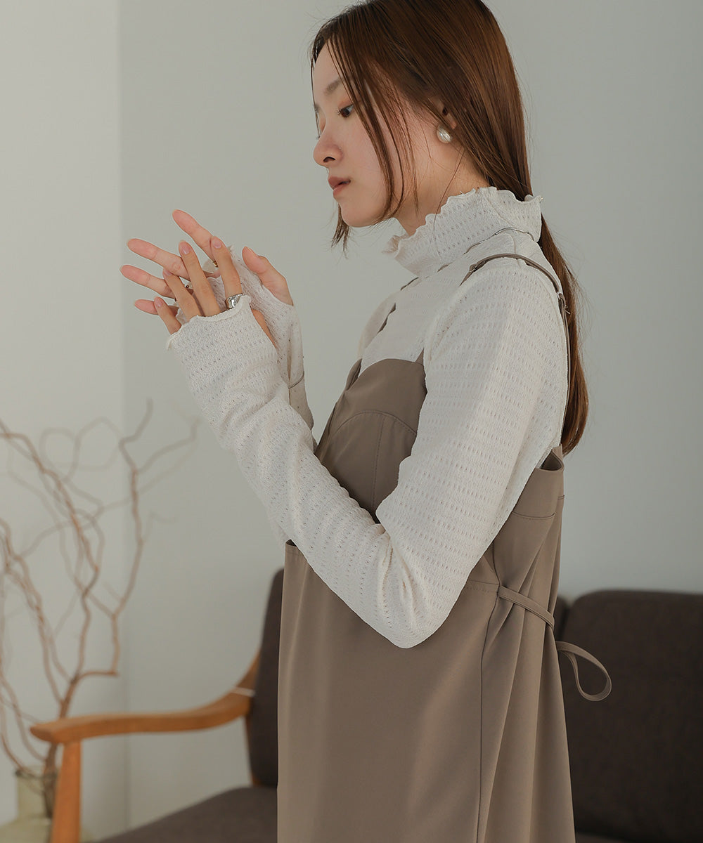 Bab ハイネック指ぬき刺繍カットソー