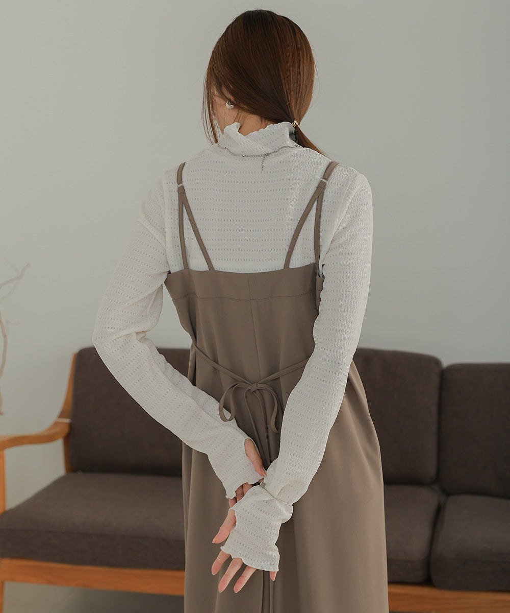 Bab ハイネック指ぬき刺繍カットソー