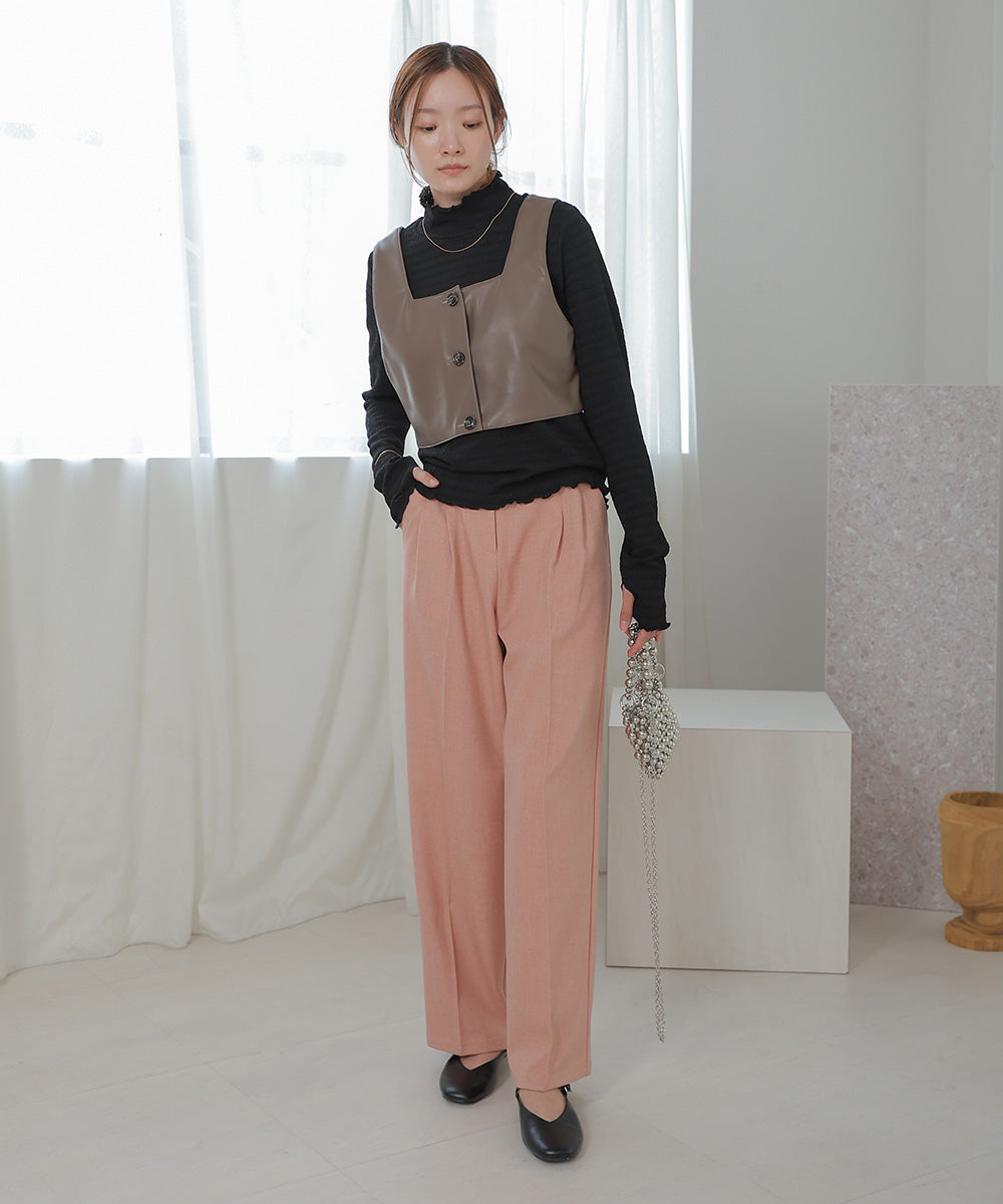 Bab ハイネック指ぬき刺繍カットソー