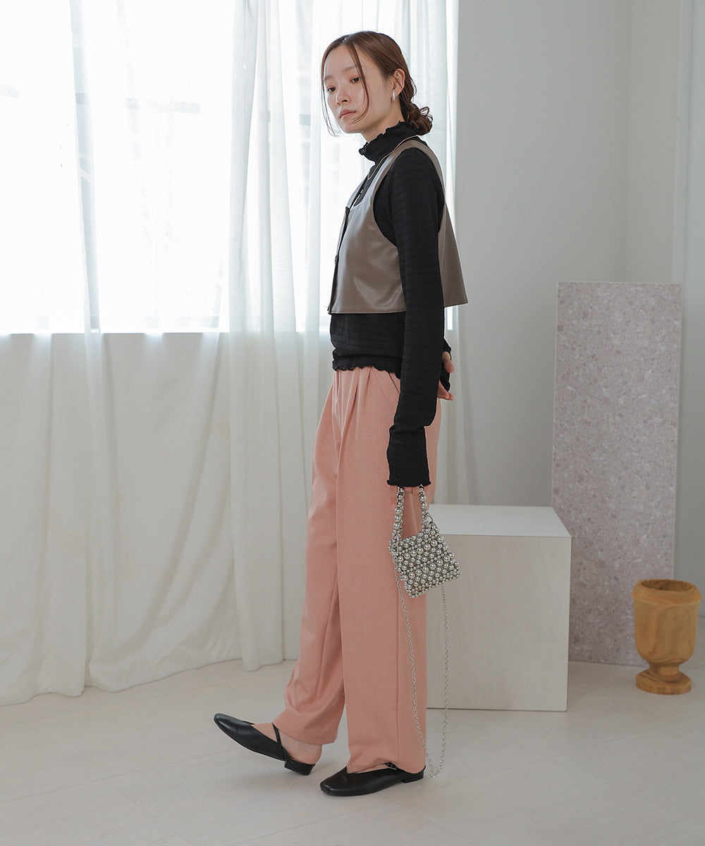 Bab ハイネック指ぬき刺繍カットソー