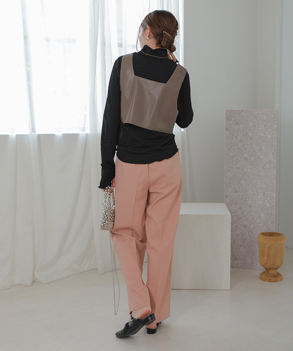 Bab ハイネック指ぬき刺繍カットソー