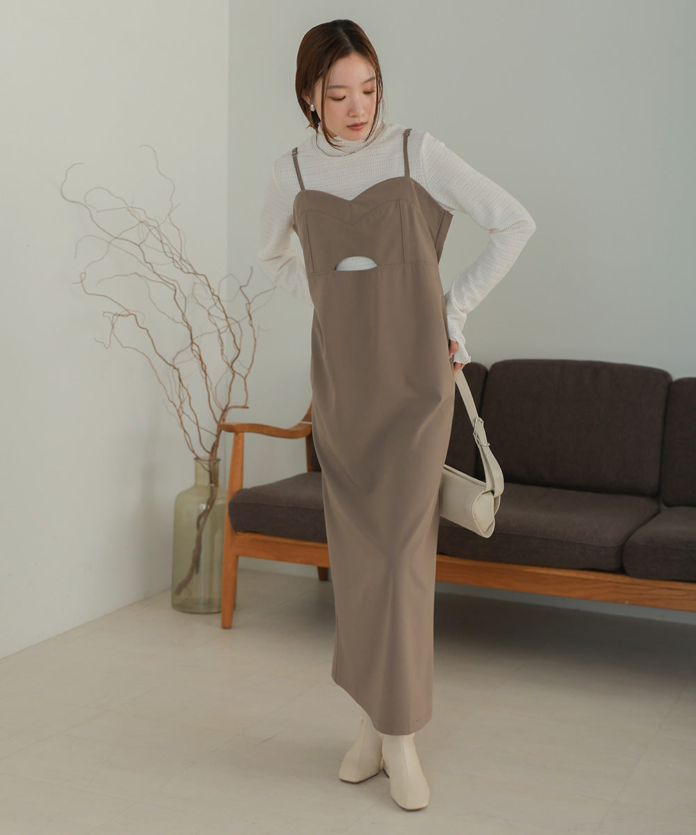 Bab ハイネック指ぬき刺繍カットソー