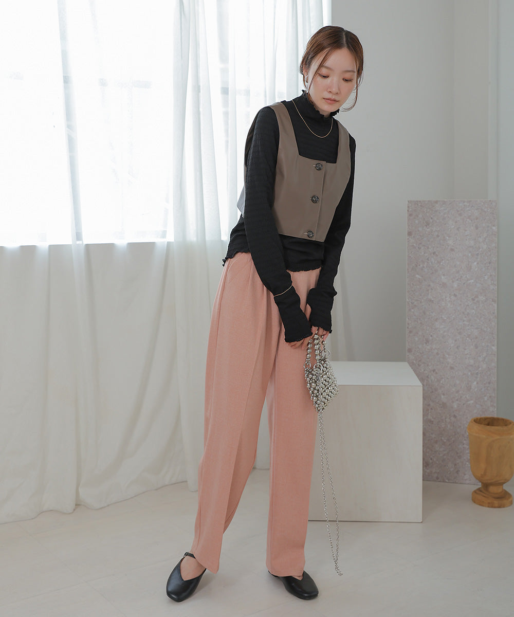 Bab ハイネック指ぬき刺繍カットソー