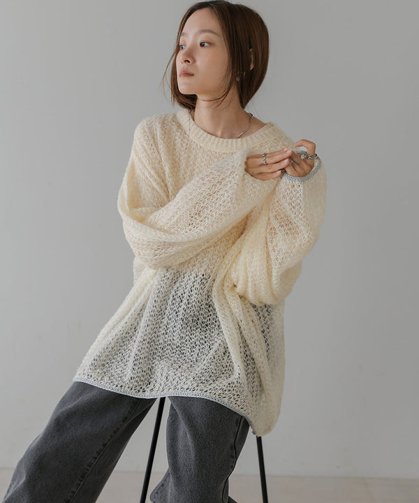 透かし編みニットトップス