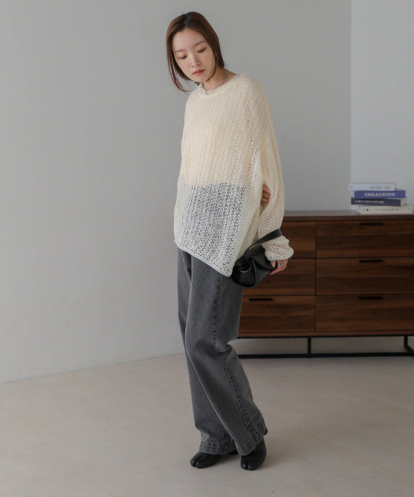 透かし編みニットトップス