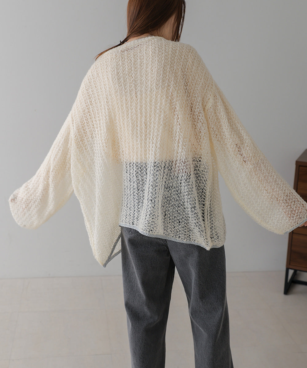 透かし編みニットトップス