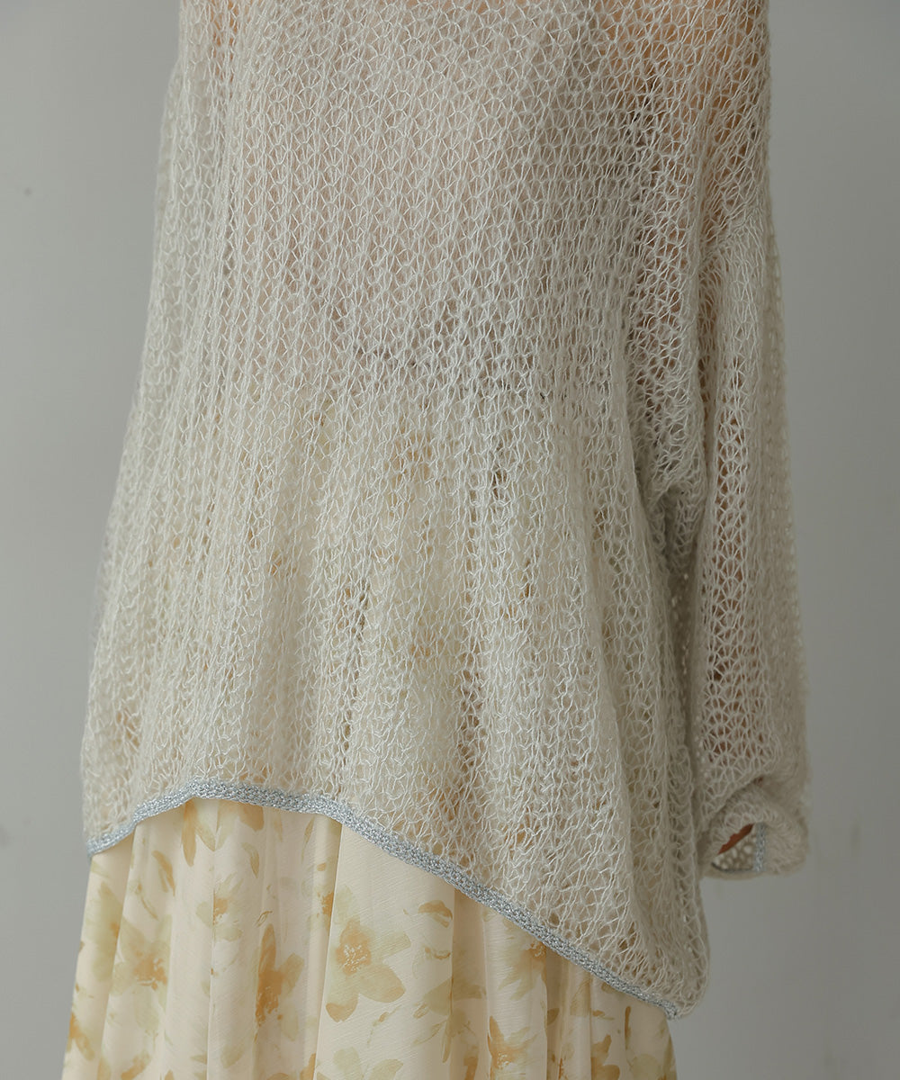 透かし編みニットトップス