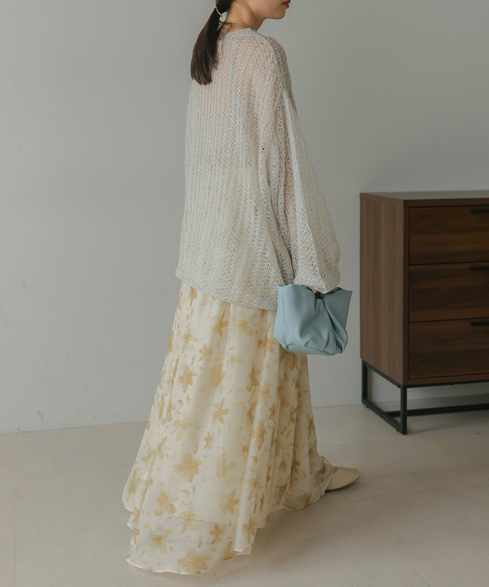 透かし編みニットトップス