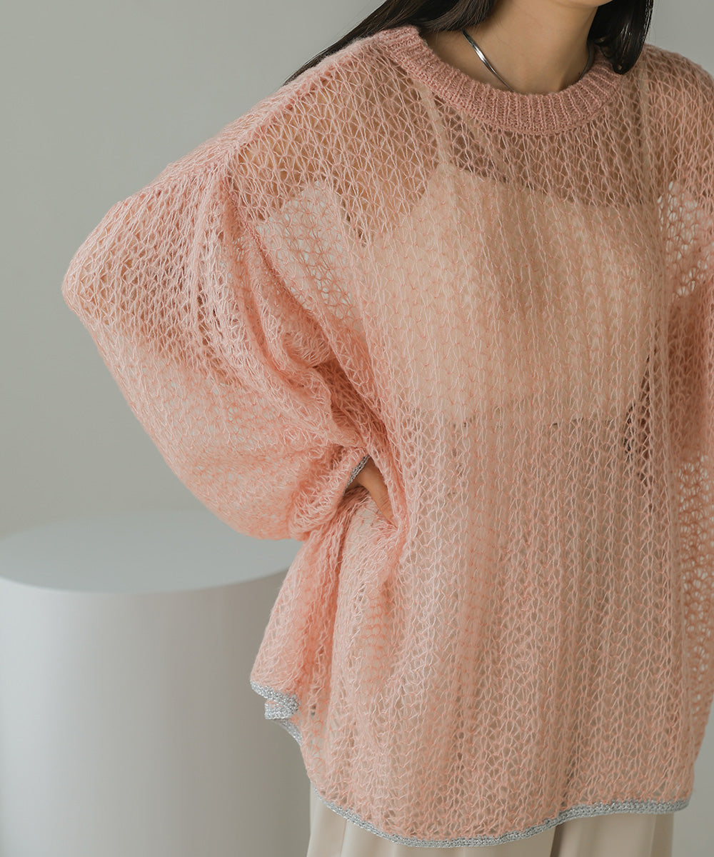 透かし編みニットトップス