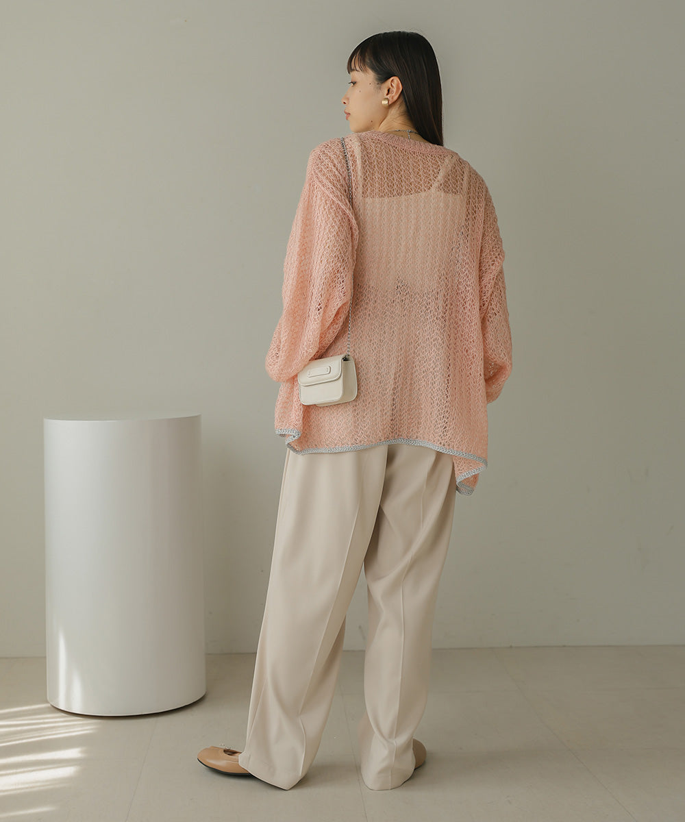 透かし編みニットトップス