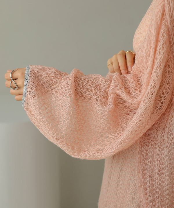 透かし編みニットトップス