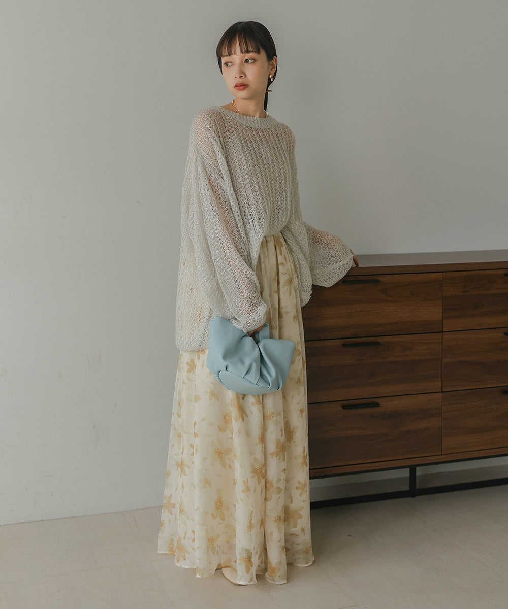 透かし編みニットトップス