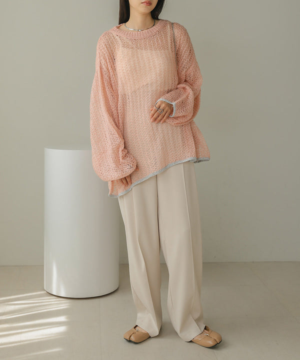 透かし編みニットトップス