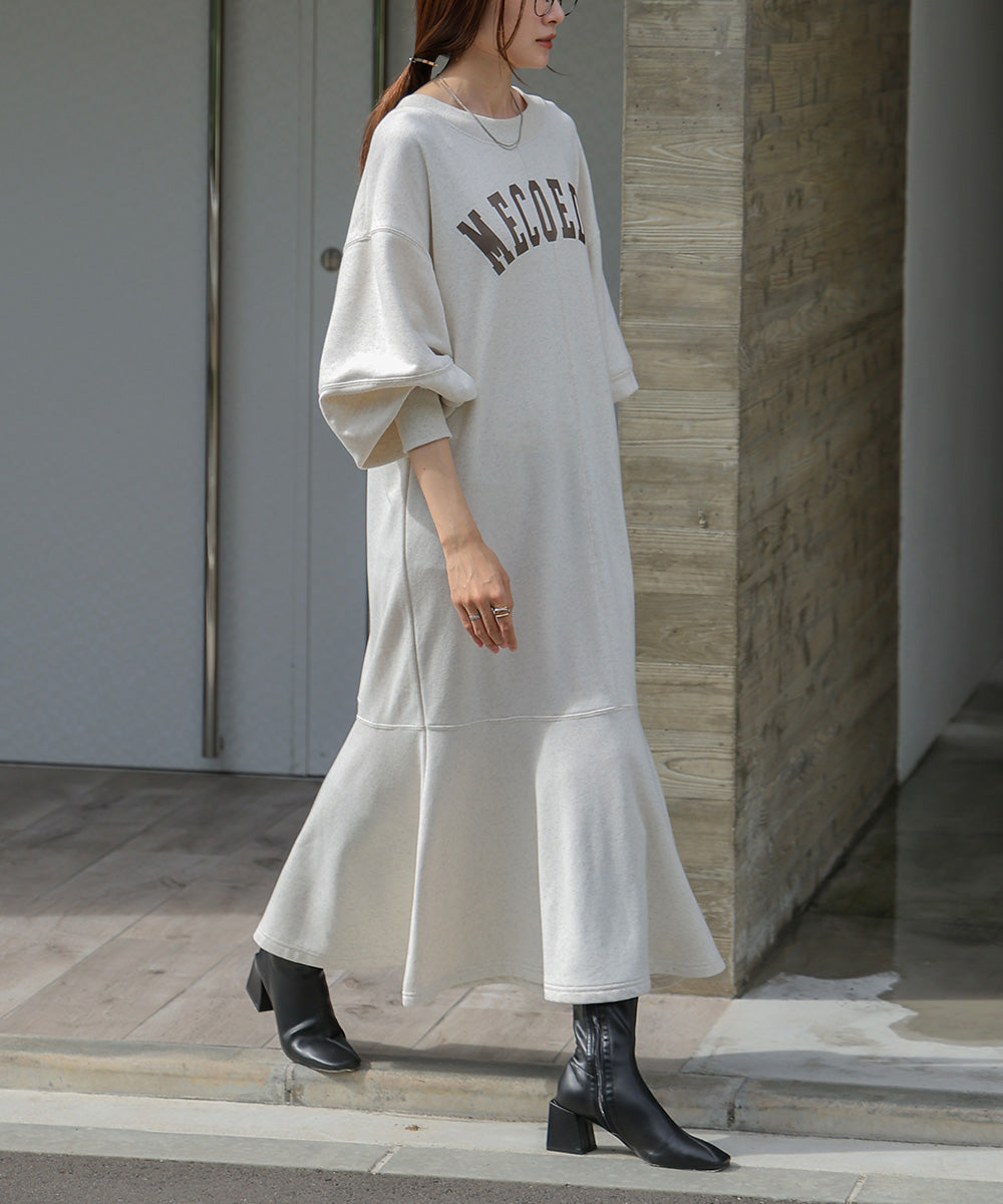 Bab 袖ボリューム前後2WAYマーメイドスウェットワンピース