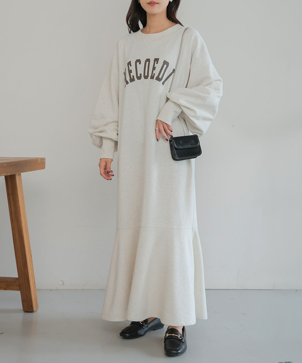 Bab 袖ボリューム前後2WAYマーメイドスウェットワンピース